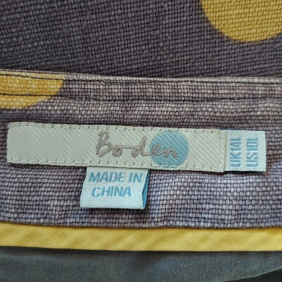 Boden Lavender Linen Blend Dress w/Yellow Polka Dots size 10L - Picture 12 of 14